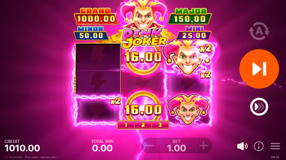 Joker's Multipliers x4 auf der Gewinngitter von Pink Joker Hold and Win
